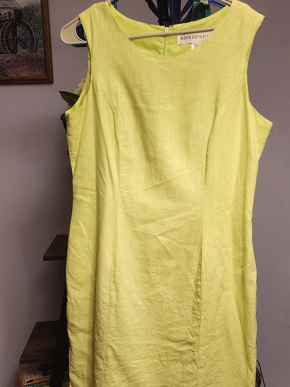 Adolfo Studio | Size 12 | Bright Green Sleeveless Dress